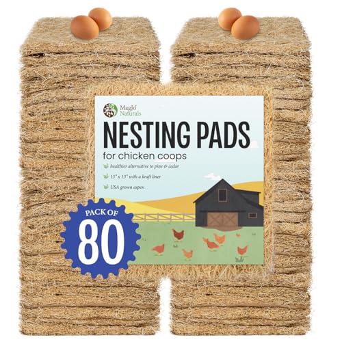 MagJo Aspen Nesting Pads for Chicken Coops - USA Grown Aspen Excelsior Nest Box Liners 13x13-80 Pack - size: 80 PACK