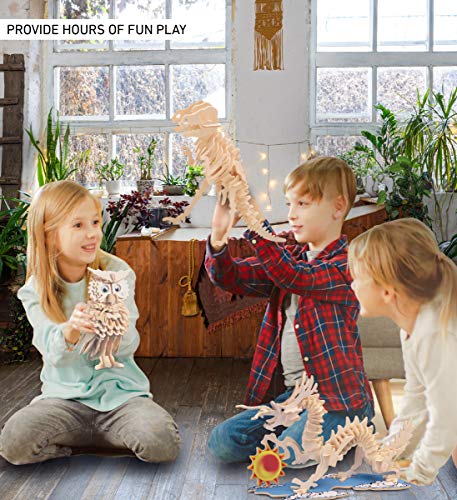 Puzzled 3D Puzzle Owl Wood Craft Construction Model Kit, Fun Unique & Educational DIY Wooden Toy Assemble Model Unfinished Crafting Hobby Puzzle to Build & Paint for Decoration 146 Pieces Pack