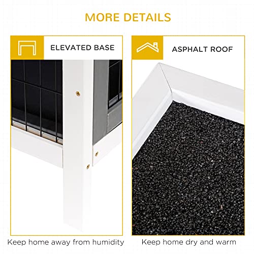 PawHut 54" 2-Story Large Rabbit Hutch Bunny Cage Wooden Pet House Small Animal Habitat with Lockable Doors, No Leak Tray and Waterproof Roof for Outdoor/Indoor Dark Grey | Wooden Pet House, Small Animal Habitat, No Leak Tray, Waterproof Roof, for Chickens