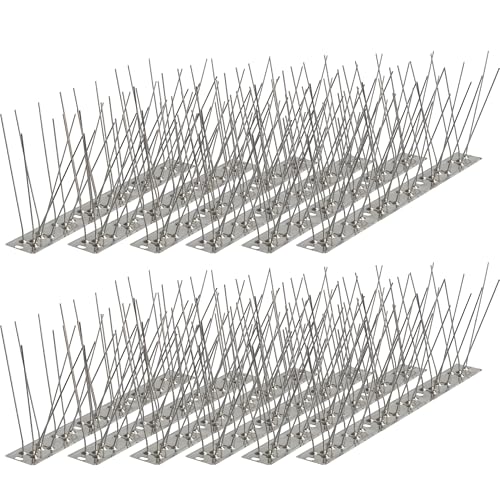 Bird Spikes 9.84FT, 304 Stainless Steel Bird Deterrents Spikes for Outside to Keep Birds Away Birds Scare Devices Outdoor 12Pcs - size: 9.84Feet