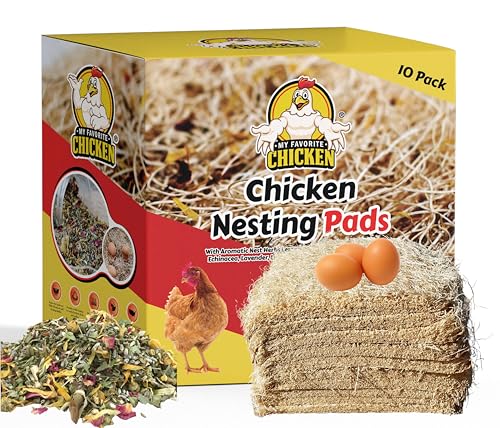 Chicken Nesting Pads with Aromatic Nest Herbs | Natural Excelsior Aspen Fiber Poultry Bedding | 13 x 13 Inches | Pack of 10 - style: With Aromatic Herbs