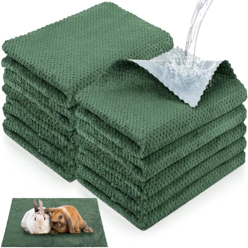 10 Pcs Guinea Pig Cage Liners Washable Rat Bedding for Guinea Pigs Controlling Absorbent Waterproof Pee Pads Blanket for Rabbits Hamster Small Animal Chinchilla(Grid,18x24 Inch,Dark Green) - color: Dark Green, size: 18x24 Inch, style: Grid