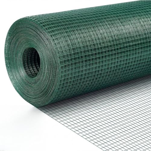 Tatuo Hardware Cloth 1/2 Inch 48in x 150ft Hot Dip Galvanized After Welded Cage Mesh Rolls 21 Gauge Metal Chicken Wire Roll Wire Fencing Poultry Netting for Raised Garden Rodent Animals(Green) - color: Green, size: 48in X 150ft