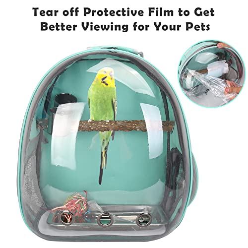 Bird Carrier, Portable Bird Backpack Travel Cage Bag with Standing Perch | Includes Food Bowl & Stainless Steel Tray, for Wildbird Parrot Parakeet Cockatiel Conures Budgie Canary Lovebirds Small Pet