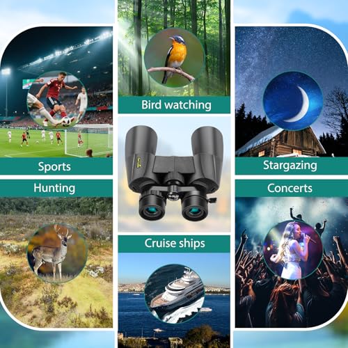 10-30x50 Zoom Binoculars for Adults High Power, Low Light Night Vision, BAK4 Prism with FMC Lens, Waterpoof, HD Professional Binoculars for for Bird Watching Hunting Travel Concerts & Sports - size: Black(10-30X50)