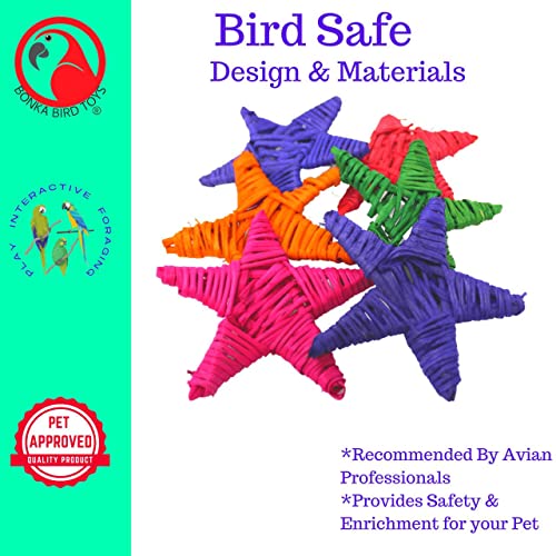 3324 Pk6 Medium Color Vine Star Foot Talon Craft Part Parrot Cage Toy, Conure, Ringneck, African Grey, and Similar Breed Sizes - color: Multi-colored