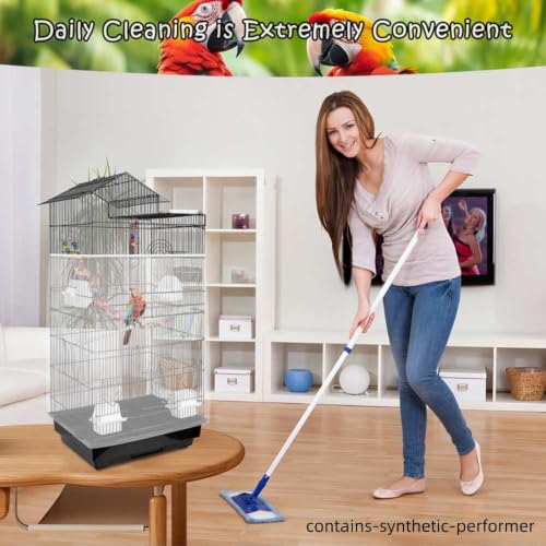 Bird Cage Seed Catcher – Stretchy Mesh Skirt for Parrot Cages, White | Fits most bird cages, stops seed scatter. Breathable, lightweight, reusable. Easy install, washable. Keeps floor clean.