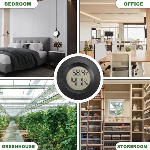 Serundo Auto Digital Hygrometer Thermometer Indoor/Outdoor Hygrometer 4PC | Mini Size,LCD,℉/℃ Conversion,Fast Response, Outdoor Thermometer with Humidity for Reptile Greenhouse Cellar 3D Printer