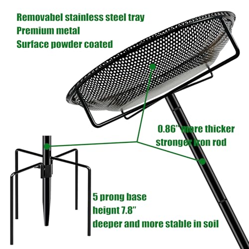 Standing Bird Feeder Tray,11.8" Stainless Steel Large Platform Bird Feeder Mesh Seed Tray with Adjustable Heavy Duty Stand Birds Feeder Pole for Outside Wild Birds in Garden Backyard - size: Stand Bird Feeder Tray