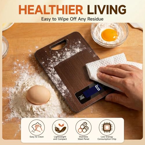Food Scale, Digital Kitchen Scale with Hanging Loop, 11lb Baking Scale | 1g Accuracy, g/oz,etc.5 Unit Conversion, Tare Function, Fingerprint-Resistant Steel, Suitable for Cooking, Baking ,Meal Prep - color: Red