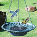 12" Hanging Solar Bird Bath, Metal Solar Bird Bath Fountain (Blue) | Hanging Bird Bath with Solar Fountain, Bird Bath Bubbler or Outdoors Garden, Patio & Yard. - color: B-blue and Black