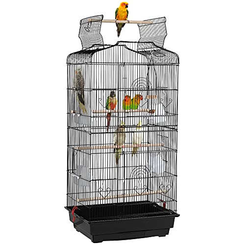 Topeakmart Open Play Top Bird Cage Parakeet Cage with Slide-Out Tray for Small Parrot Budgies Finches Canaries Lovebirds - color: Black