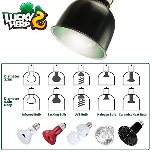 LUCKY HERP Aluminum 5.5inch Shallow Dome Reptile Light Fixture, Reptile Heat Lamp Fixture for UVB Bulb Basking Heat Bulb - color: Shallow Reptile Light Fixture, size: 5.5 inch Non-Adjustable