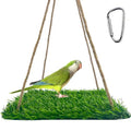 FlidRunest Large Bird Swing Toy, Bird Grass Mat Hammock Swing with Hooks, Parrot Climbing Foraging Toy for Cockatoo,Parakeets,Budgie,Sun Conure, Small to Medium 15.7x7.8 Inches