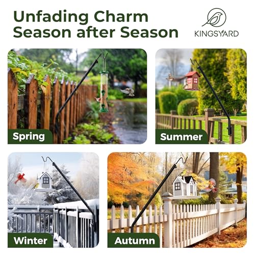 Kingsyard Heavy Duty Wall Mounted Deck Hook, 27"-39" Adjustable Metal Plant Wall Hanger for Hanging Bird Feeders, Planters, Lanterns, Wind Chimes, Wall Mounted - size: 27"-39" Wall Mounted