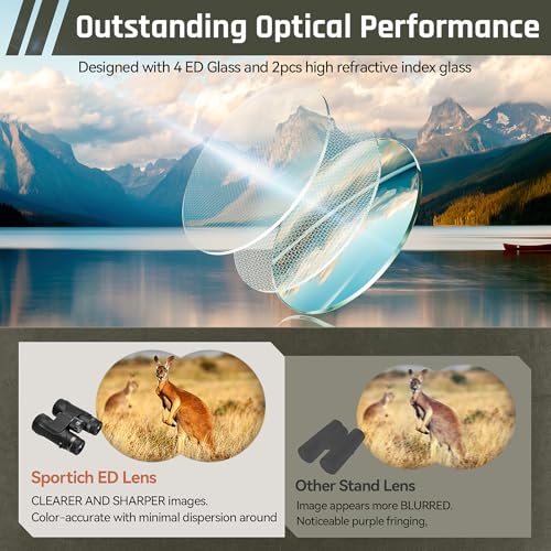 Beyond 10x42 Binoculars with ED Glass, HD Optical System, Waterproof, Fogproof, Tripod Adaptable, Rubber Armor for Outdoor, Bird Watching