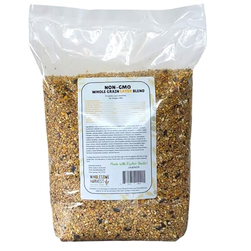 Non-GMO Whole Grain Layer Blend 16% - Chicken Feed for Laying Hens and Ducks - Includes Essential Oils, Herbs, Oyster Shells, Vital Minerals, and Omega 3, 10lb - size: 10 Pound (Pack of 1)