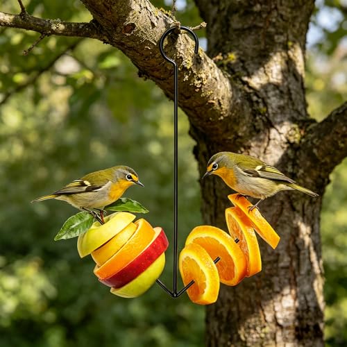 Oriole Bird Feeder Hanging Orange Fruit Bird Feeder with Hook, Black Metal Fruit Holder for Outdoors Garden Patio