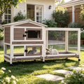GUTINNEEN Rabbit Hutch with Chew-Resistant Ramp Indoor Bunny Cage Outdoor Guinea Pig Cage with Wheels and Leakproof Tray - size: 62.0"L x 22.6"W x 33.5"H