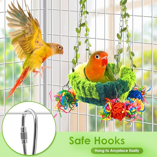KATUMO Bird Nest, Conure Breeding Bed Parrotlet Snuggle Nest Lovebird Bed Bird Swing Bed for Small Birds, Size Small - color: Green, size: 5.5"L x 5.5"W x 3.0"Th