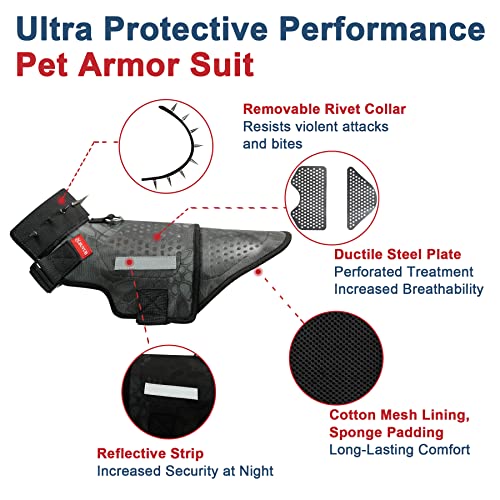 Dog Protection Vest Harness Built-in Bendable Lightweight Steel Plate Against Attacks by Coyote, Hawk, Raptor, and Birds of Prey - size: Medium