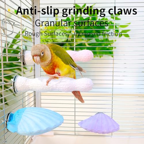 Parrot Perch Bird Perches for Cage Parrot Beak Grinding Stone Rough Surface High Calcium Mineral Colorful Cement Perch Bird Cage Accessories (Purple, Coral) - color: Coral Purple