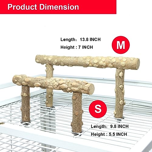 Bird Perch Stand,Natural Wood Cage Gym Toy Branch for Small Large Parrot | 100% Natural pepper wood, no chemical odor, non-slip grip, fits parakeets cockatiels conures African greys, easy install