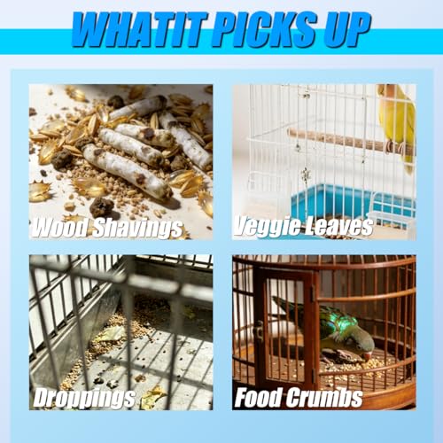 Bird Food Electric Separator & Cage Cleaner, Portable | Portable USB Vacuum with 2 Suction Speeds, Pet Hair/Dust Collector for Eraser Shavings, Car & Computer Keyboard