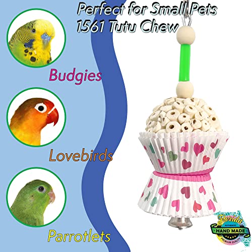 by M&M 1562 Tutu Chew Two - Handcrafted Foraging Avairy Toy, All Natural Air Dried Sola Wood Ball, Bakery Grade Cup Cake Cups, Easy to Shred Great for Small Size Pet Birds - size: Two Tutu