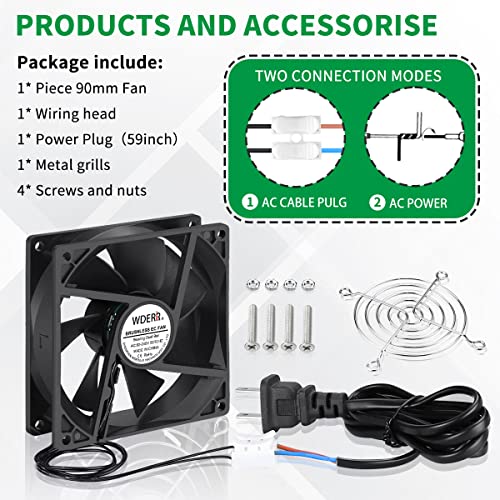 92mm Axial Fan, 110V-240V EC Cooling Fan for Cabinet | Dual Ball Bearing,ideal Ventilation Fan for Computer Case, DVR, AV receiver, PlayStation & Xbox Heat Dissipation - style: 92mm x 25mm