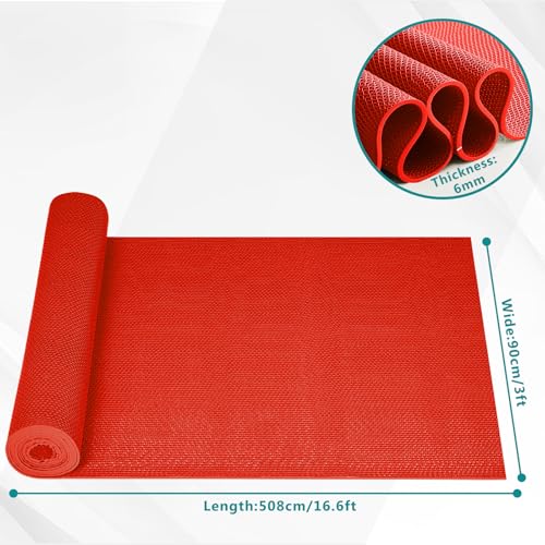 WochiTV Non Slip Drainage Mats PVC Pool Floor Mat 0.23'' Thick Outdoor Indoor Parking Space Mat for Bathroom Garage Basement Backyard Commercial Kitchen 3x16.6Ft Red - color: Red, size: 3 x 16.6 ft