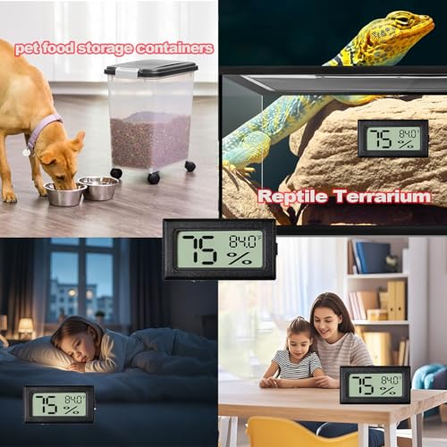 Reptile Thermometer and Humidity Gauge for Breeding Box Temperature and Humidity Monitor 3PCS Reptile Thermometer Hygrometer Adhesive for Amphibians，Reptiles Tank Accessories for Lizards Turtles