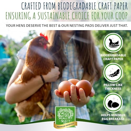 Small Pet Select Chicken Nesting Pads for Hens, 13x13 in, 8-Pack | Absorbent Coop Nest Liners, Fits Most Nesting Boxes, Keeps Eggs Clean & Dry, For Laying Hens & Backyard Flocks