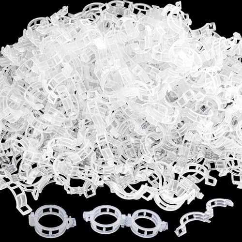 Anyumocz 400 Pcs Plant Support Clips, Snap-On Trellis Clips for Climbing Plants, Tomato & Grape Vine Support, 1" Inner Diameter Plastic Garden Clips to Grow Upright (White)
