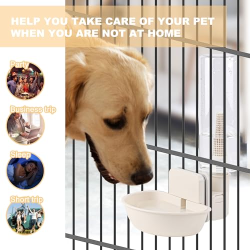 Hanging Automatic Food Water Dispenser,Gravity Pet Feeder Water Dispenser Set,Cage Cat Water Dispenser,Food Bowl for Bunny Guinea Pig Ferret Water Dispenser (Large Bowl Size) - size: Large Bowl Size