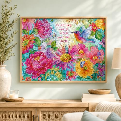 Cross & Glory | 1000 Piece Jigsaw Puzzles for Adults | Soul Bloom | Colorful Floral & Bird Artwork | 2mm Thick Pieces | Bonus Reference Poster | Satin Finish | Ages 14+ - color: Soul Bloom
