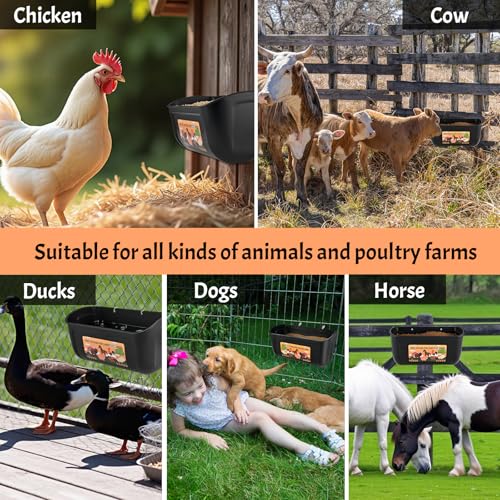 Cieex 3 Pack Hanging Chicken Feeder, Duck Feeder for Outside with Clips | Water Trough for Duck Goose Goat Pig Deer, Durable Poultry Feeding Water Container, Durable & Reusable