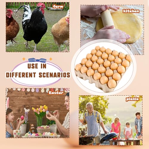24 Pcs 30-Cell Pulp Egg Flat Cartons Biodegradable Paper Eggs Crates Sturdy Stackable Egg Trays for Kitchen Supermarket Farm Restaurant