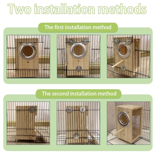 Parakeet Nesting Box Transparent Bird Nest Breeding Box with Perch | 4.72 X 4.72 X7.87 INCH inch Parrot Mating Box Wood Bird House Aviary for cage - size: 4.72 X7.87 X 4.72 INCH