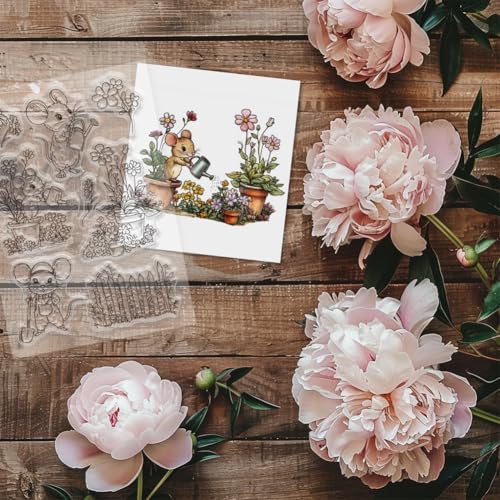 CHGCRAFT 4 Pcs Mouse Daily Pattern Clear Stamps Daisy and Music Silicone Stamp Seal for DIY Scrapbooking and Card Making Paper Craft Decor 6.3 × 4.3 Inch - style: Mouse