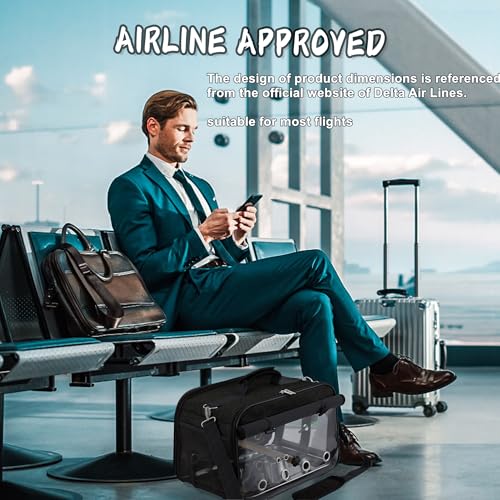 Bird Carrier Airline Approved, Bird Travel Cage with Indestructible Stainless Steel Mesh, Bird Travel Bag Lightweight and Portable with Water Bottle and Bowl - color: Black