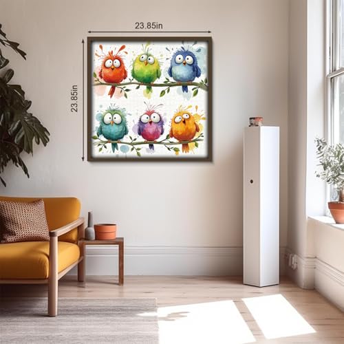 Funny Birds Puzzles for Adults 1000 Pieces, Cute Colorful Cartoon Animal Jigsaw Puzzle, Challenging Bird Art Puzzle for Family Home Decor