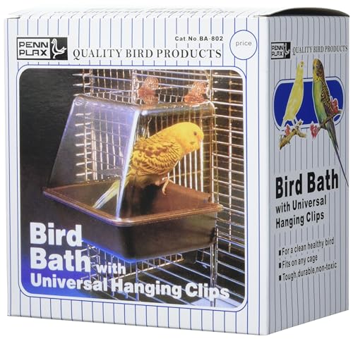 Penn-Plax Clip-On Bird Bath – Attaches to Most Birdcages – Perfect for Parakeets, Lovebirds, Parrotlets, Finches, Canaries, and Other Small Birds – Brown - size: 8 1/2" long, 5" tall, 5" wide.