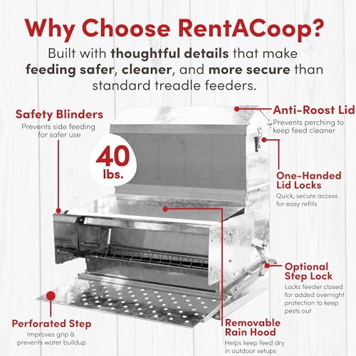 RentACoop Automatic Treadle Chicken Feeder - 40 lb Capacity - style: 40LB Treadle Feeder