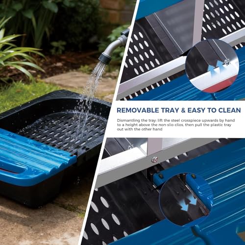  Chicken Nesting Box with Cleanable Pull Out Trays, 4 Hole Roll Away Nesting Box for Laying Hens, Wall Mount or Placed Design for Easy Egg Collection ﻿ - color: Blue, size: 4 Holes with legs