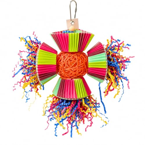 Bonka Bird Toys 3488 Cake Party Parrot Preening Foraging Plucker Natural Toy cage Cages Shredder Cockatiel Conure African Grey Parakeet Made in the USA