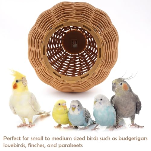 VTurboWay Rattan Bird Nest Chew Resistant Nest House Parrot Egg Laying and Breeding Nest for Bird Parrot Cockatiel Budgie Parakeet Finch Canary