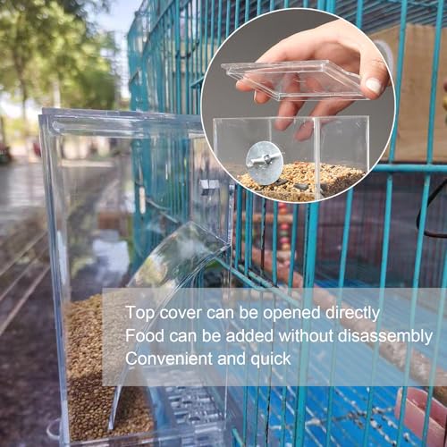 No Mess Bird Feeder Water Dispenser Set Acrylic Automatic Parrot Feeder | Transparent Parrot Food Container Drinker Cage Accessories for Small Birds Canary Finch (Dark green, 1) - color: Dark green