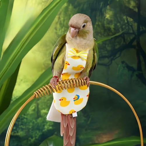 6Pcs Bird Diapers Bird Harness Flight Suits Diapers Reusable Parrot Nappy with Waterproof Inner Layer Washable Cute Urine Wet Suit Costume for Cockatiel Conure Budgie Macaw Parakeet, M - size: M