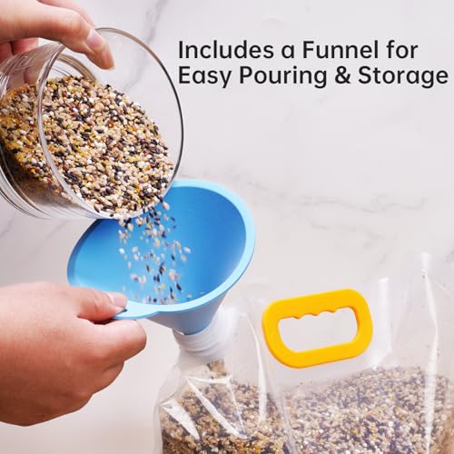 NiHome Bird Seed Storage Container, 3 Pack Airtight BPA Free, 10L/5L/2.5L | Portable Dispenser For Sunflower, Thistle, Nuts, Wild Bird Pet Food. Funnel, Handle & Spout For Indoor & Outdoor Use